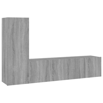 Set Mobili Porta TV 3 pz Grigio Sonoma in Legno Multistrato - homemem39