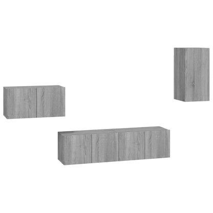 Set di Mobili Porta TV 4 pz Grigio Sonoma in Legno Multistrato - homemem39