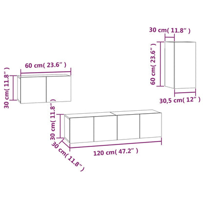 Set di Mobili Porta TV 4 pz Grigio Sonoma in Legno Multistrato - homemem39