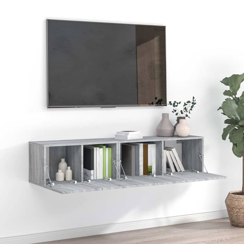 Set Mobili Porta TV 2 pz Grigio Sonoma in Legno Multistrato - homemem39