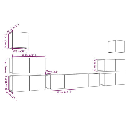 Set Mobili Porta TV 8pz Grigio Sonoma in Legno Multistrato