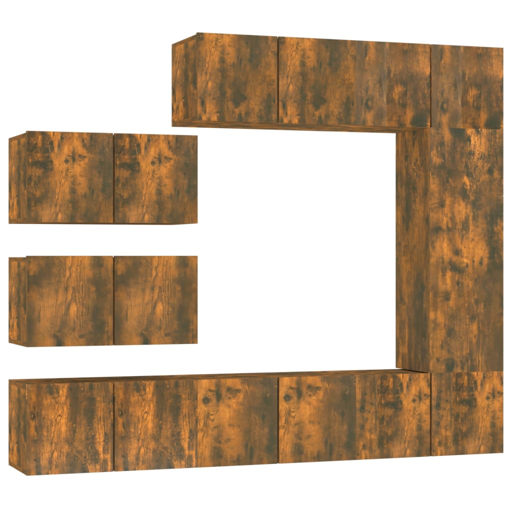 Set Mobili Porta TV 8 pz Rovere Fumo in Legno Multistrato - homemem39