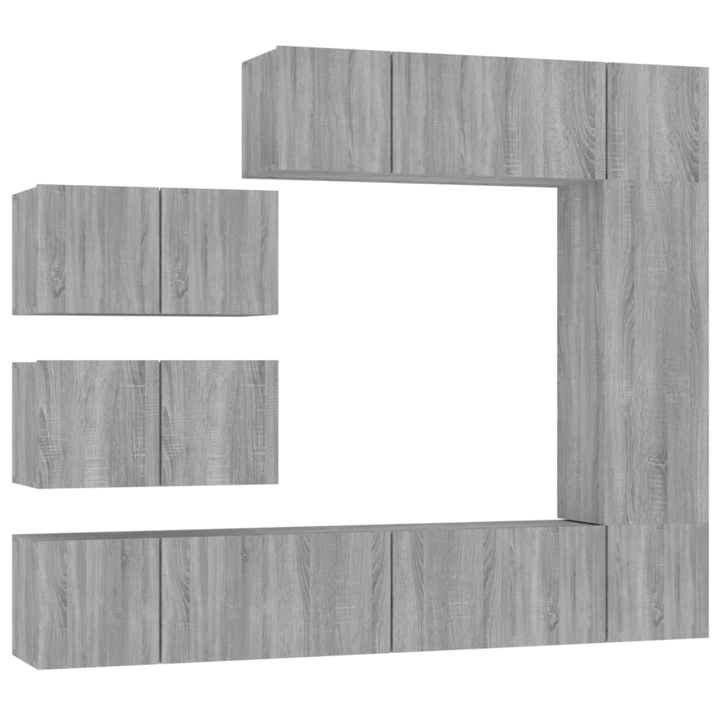 Set Mobili Porta TV 8pz Grigio Sonoma in Legno Multistrato | homemem39