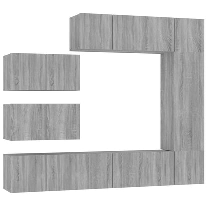 Set Mobili Porta TV 8pz Grigio Sonoma in Legno Multistrato - homemem39