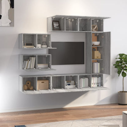Set Mobili Porta TV 8pz Grigio Sonoma in Legno Multistrato - homemem39
