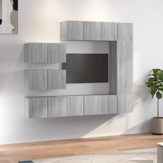 Set Mobili Porta TV 8pz Grigio Sonoma in Legno Multistrato - homemem39