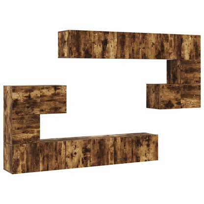 Set Mobili Porta TV 10 pz Rovere Fumo in Legno Multistrato