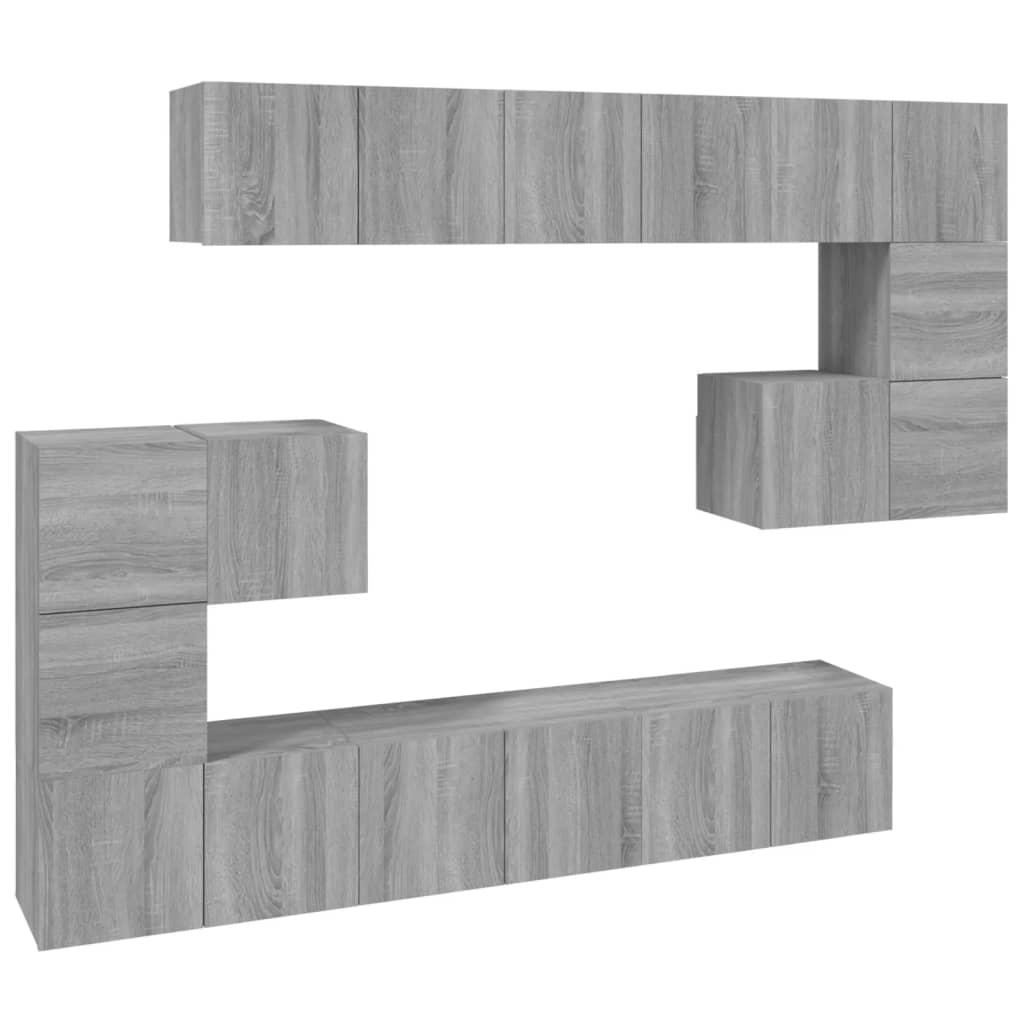 Set Mobili Porta TV 10 pz Grigio Sonoma in Legno Multistrato