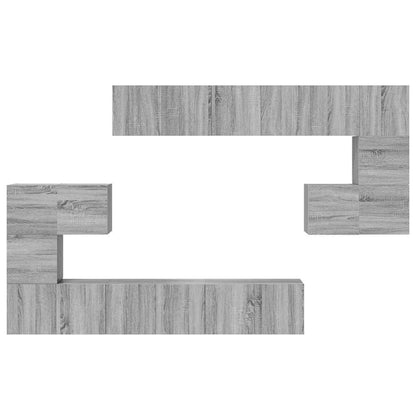 Set Mobili Porta TV 10 pz Grigio Sonoma in Legno Multistrato