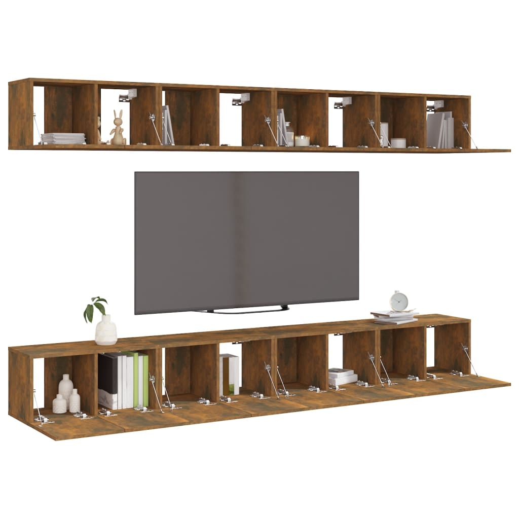 Mobili TV 8 pz Rovere Fumo 60x30x30 cm in Legno Ingegnerizzato - homemem39