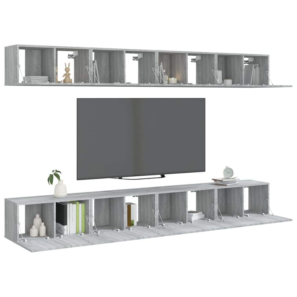 Mobili Porta TV 8pz Grigio Sonoma 60x30x30 cm Legno Multistrato - homemem39