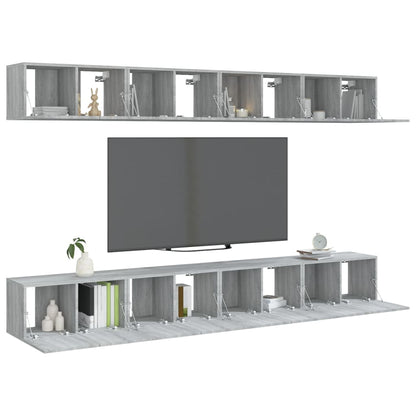 Mobili Porta TV 8pz Grigio Sonoma 60x30x30 cm Legno Multistrato - homemem39