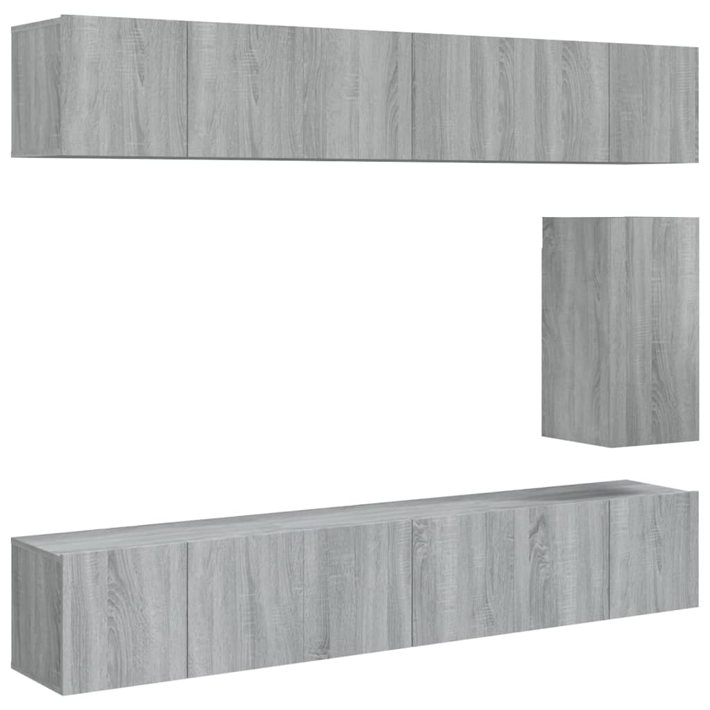 Set di Mobili Porta TV 7 pz Grigio Sonoma in Legno Multistrato - homemem39