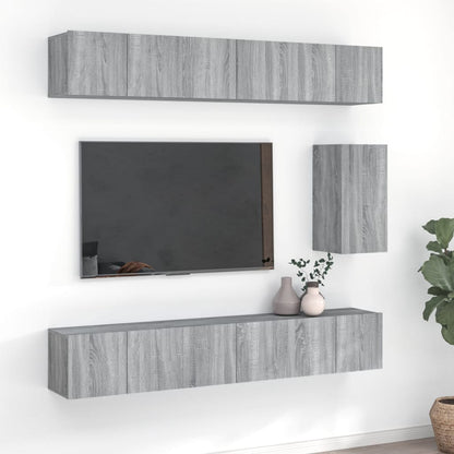 Set di Mobili Porta TV 7 pz Grigio Sonoma in Legno Multistrato - homemem39
