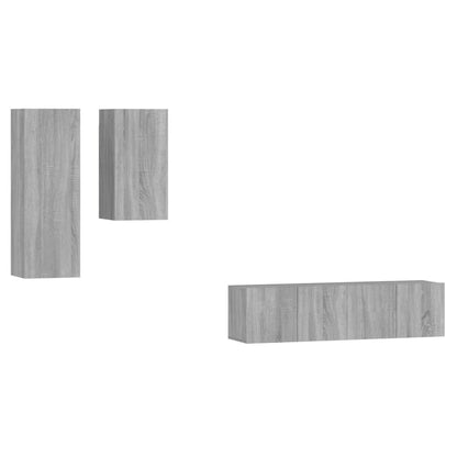 Set di Mobili Porta TV 4 pz Grigio Sonoma in Legno Multistrato | homemem39