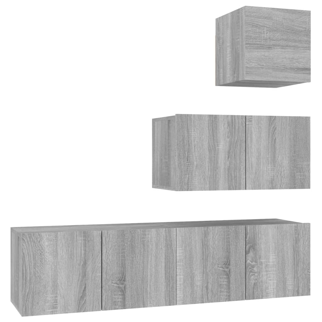 Set di Mobili Porta TV 4 pz Grigio Sonoma in Legno Multistrato - homemem39