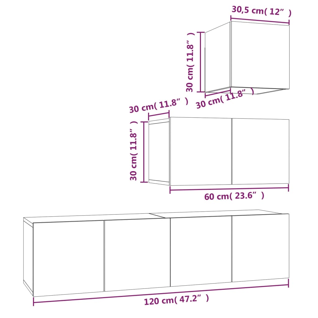 Set di Mobili Porta TV 4 pz Grigio Sonoma in Legno Multistrato - homemem39