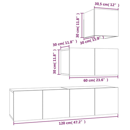 Set di Mobili Porta TV 4 pz Grigio Sonoma in Legno Multistrato - homemem39