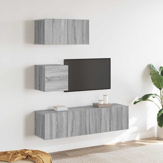 Set di Mobili Porta TV 4 pz Grigio Sonoma in Legno Multistrato - homemem39