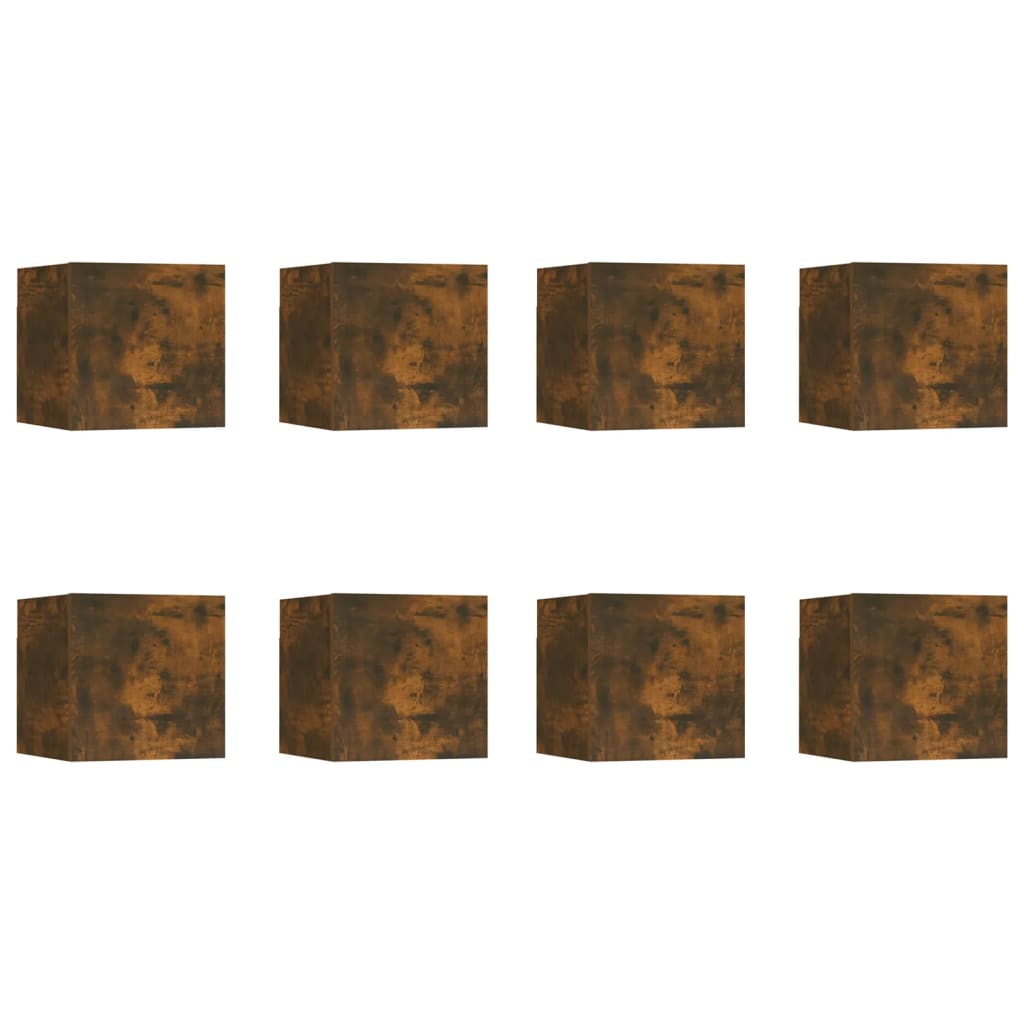Armadietti TV a Parete 8 pz Rovere Fumo 30,5x30x30 cm - homemem39