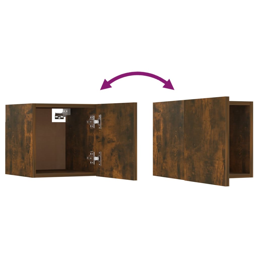 Armadietti TV a Parete 8 pz Rovere Fumo 30,5x30x30 cm - homemem39