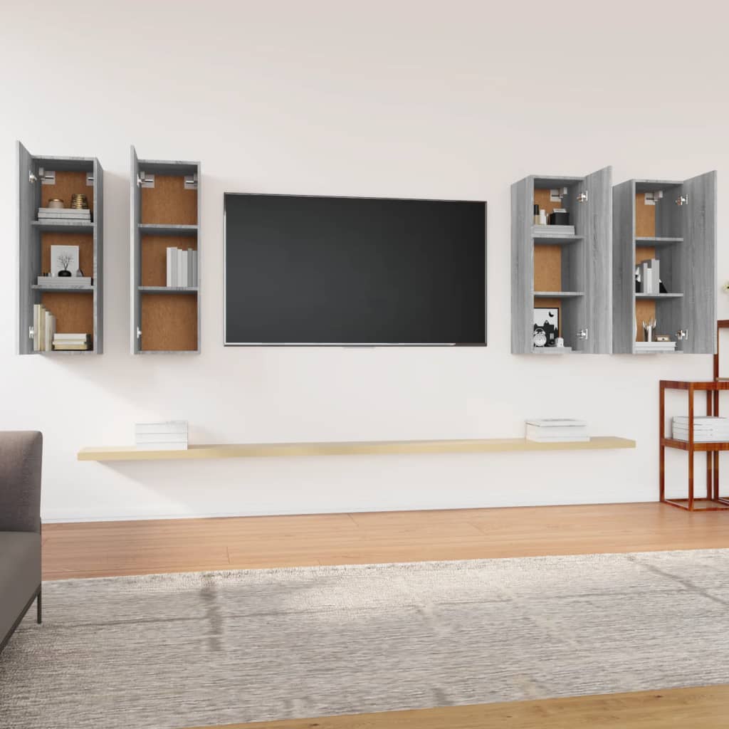 Mobili TV 4 pz Grigio Sonoma 30,5x30x90 cm in Legno Multistrato | homemem39