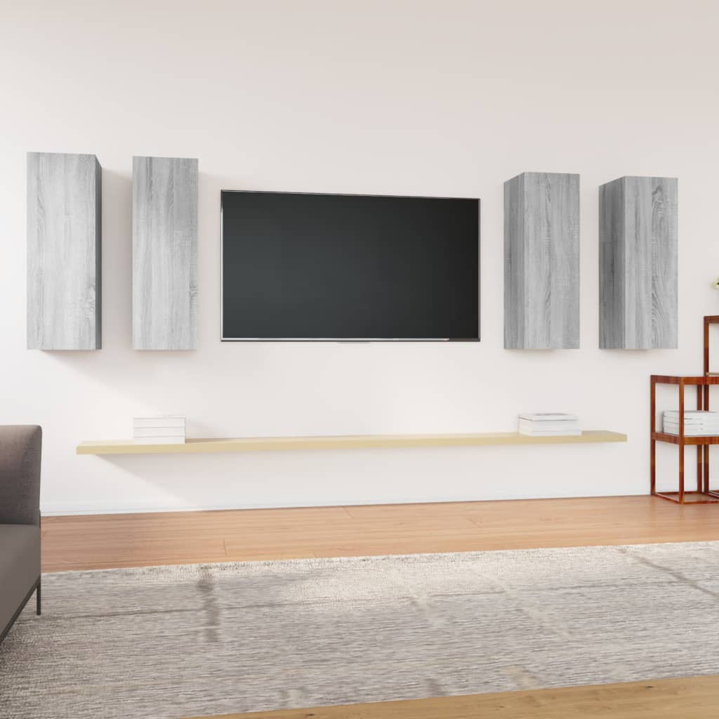 Mobili TV 4 pz Grigio Sonoma 30,5x30x90 cm in Legno Multistrato | homemem39