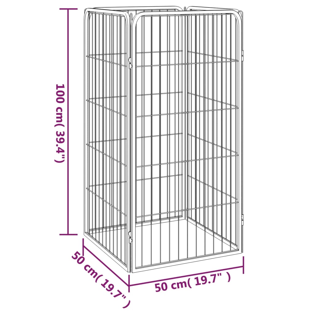 Box Cani a 4 Pannelli Nero 50x100cm Acciaio Verniciato Polvere | homemem39