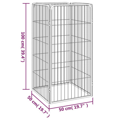 Box Cani a 4 Pannelli Nero 50x100cm Acciaio Verniciato Polvere | homemem39