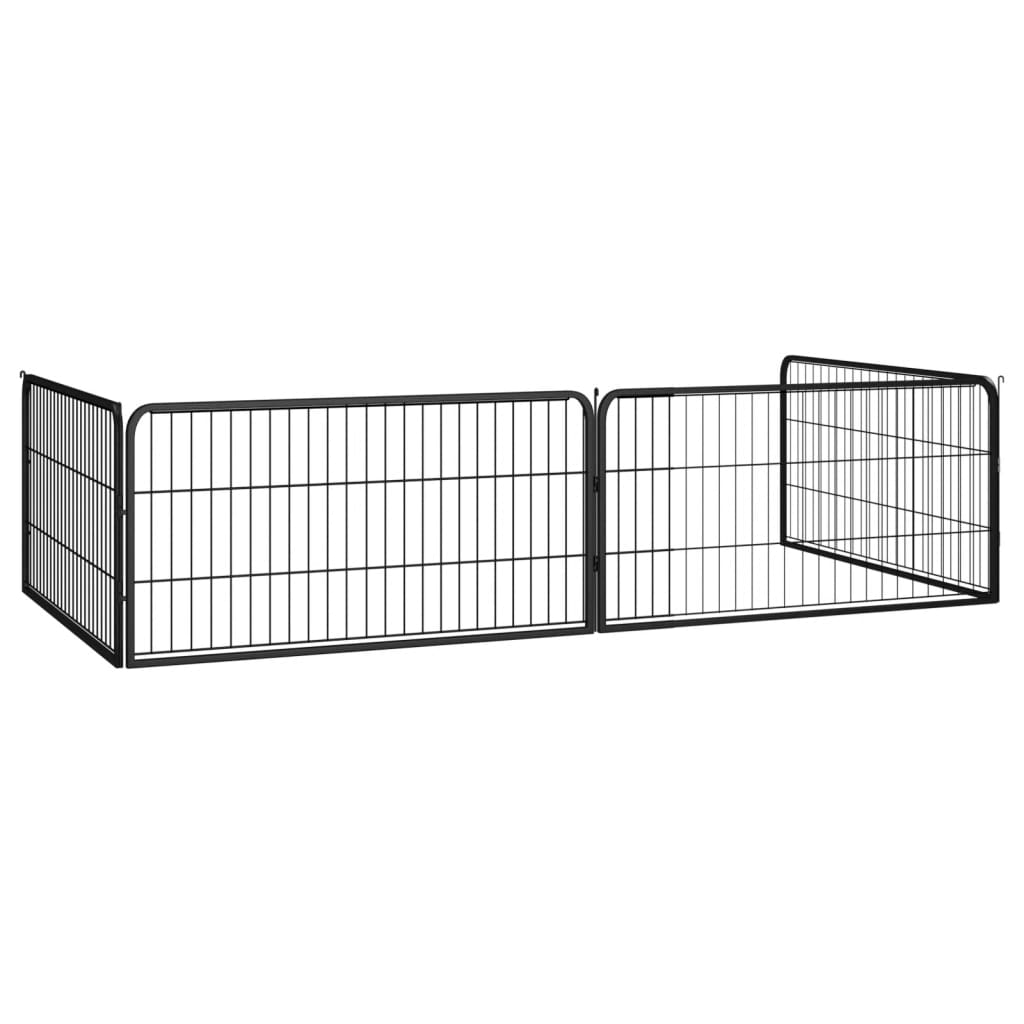Box Cani a 4 Pannelli Nero 100x50cm Acciaio Verniciato Polvere | homemem39