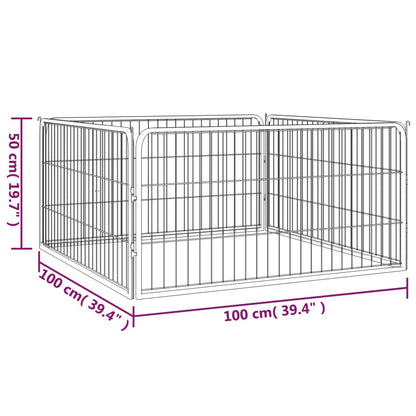 Box Cani a 4 Pannelli Nero 100x50cm Acciaio Verniciato Polvere | homemem39