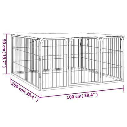 Box Cani a 4 Pannelli Nero 100x50cm Acciaio Verniciato Polvere | homemem39