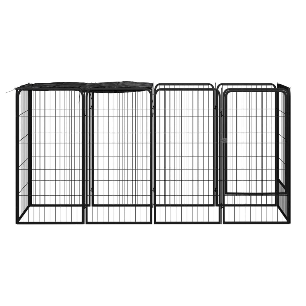 Box Cani 10 Pannelli Nero 50x100 cm Acciaio Verniciato Polvere | homemem39