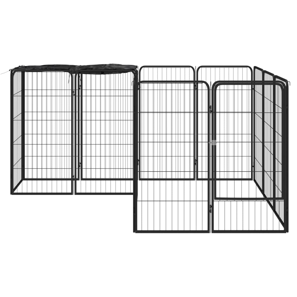 Box Cani 14 Pannelli Nero 50x100 cm Acciaio Verniciato Polvere | homemem39
