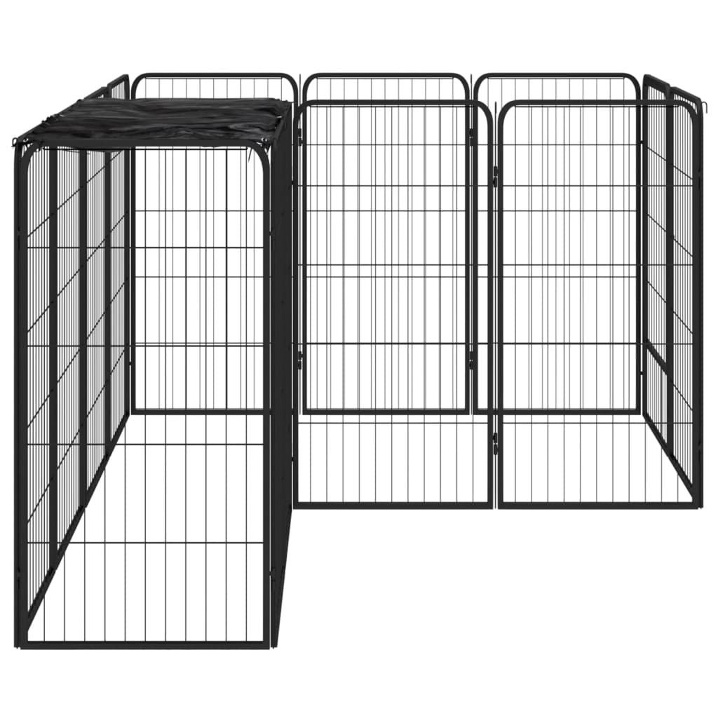 Box Cani 14 Pannelli Nero 50x100 cm Acciaio Verniciato Polvere | homemem39