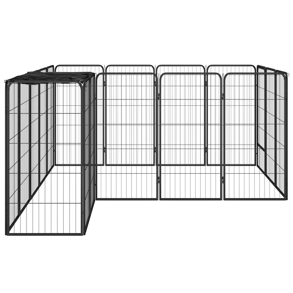 Box Cani 18 Pannelli Nero 50x100 cm Acciaio Verniciato Polvere | homemem39