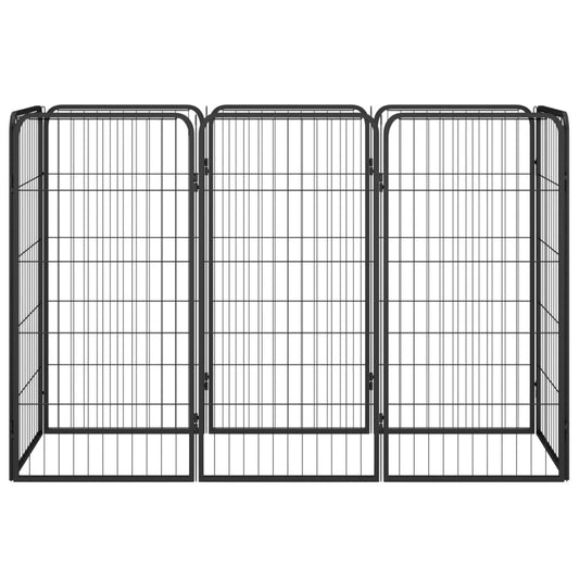 Box Cani 8 Pannelli Nero 50x100 cm Acciaio Verniciato Polvere