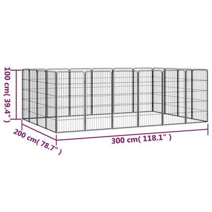 Box Cani 20 Pannelli Nero 50x100 cm Acciaio Verniciato Polvere | homemem39