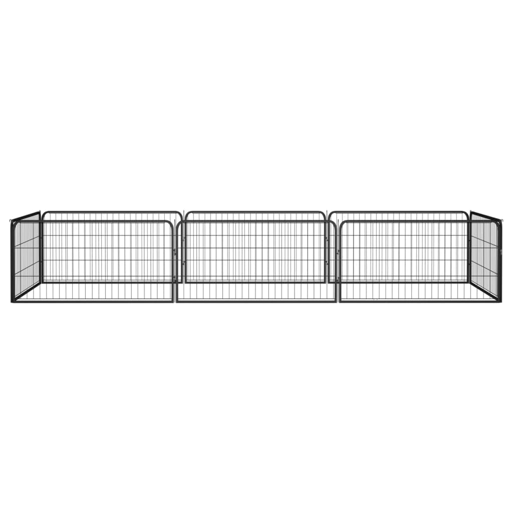Box Cani 8 Pannelli Nero 100x50 cm Acciaio Verniciato Polvere | homemem39