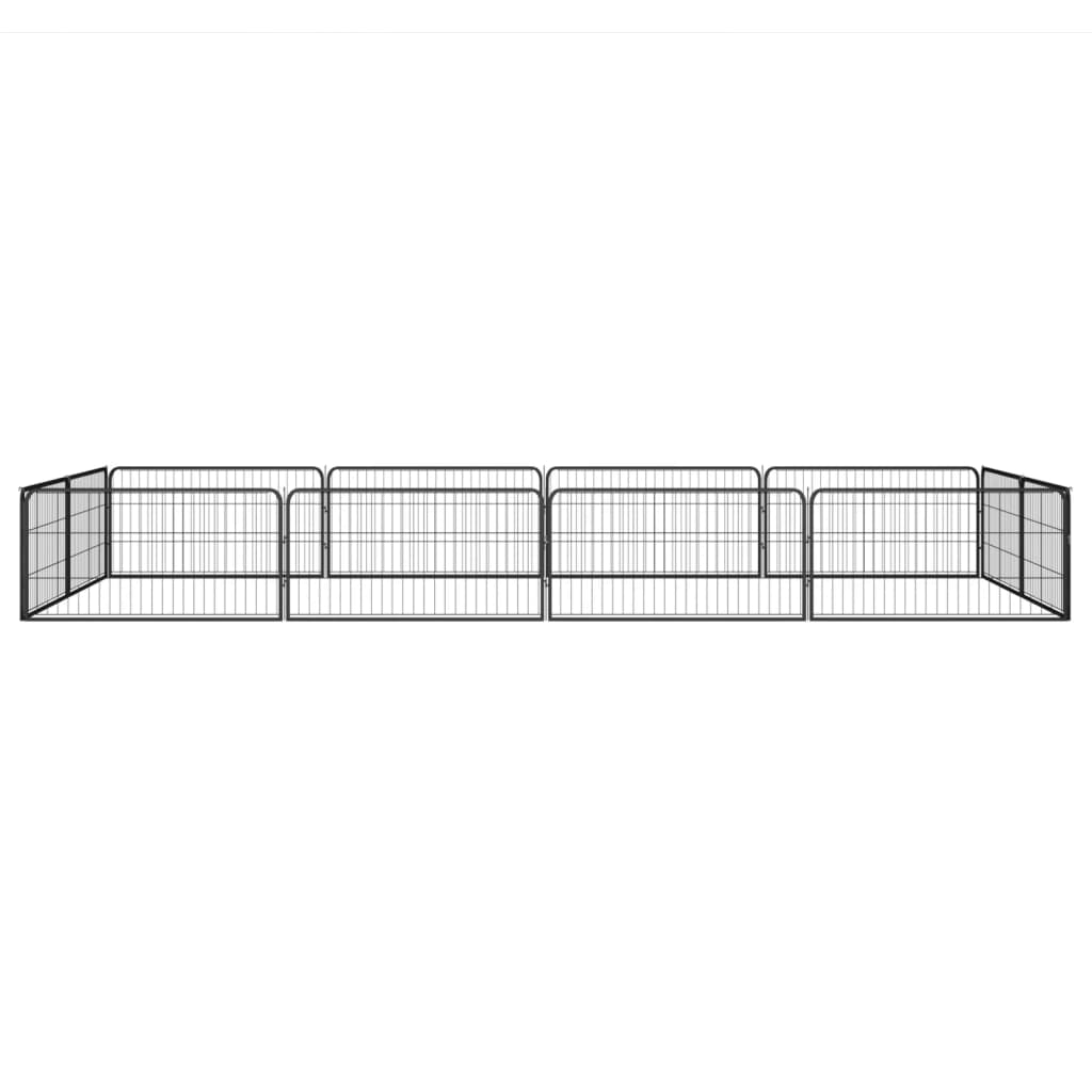 Box Cani 12 Pannelli Nero 100x50 cm Acciaio Verniciato Polvere | homemem39