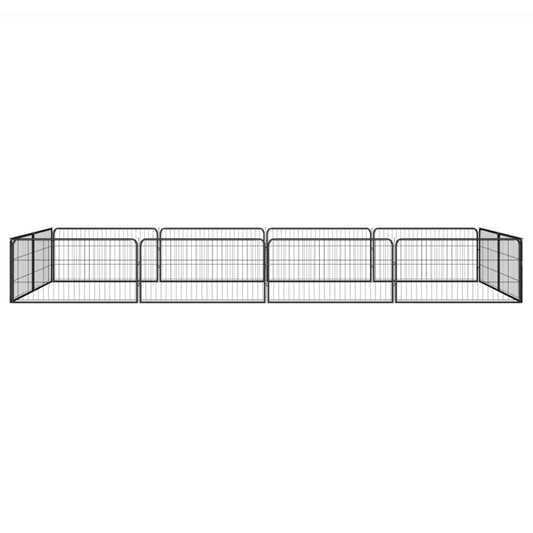 Box Cani 12 Pannelli Nero 100x50 cm Acciaio Verniciato Polvere | homemem39