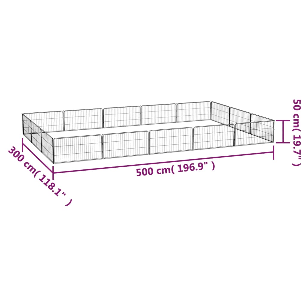 Box Cani 16 Pannelli Nero 100x50 cm Acciaio Verniciato Polvere | homemem39