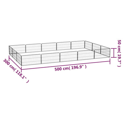 Box Cani 16 Pannelli Nero 100x50 cm Acciaio Verniciato Polvere | homemem39