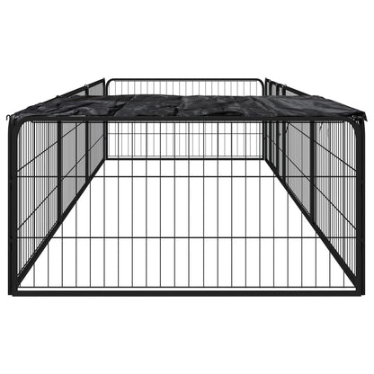 Box Cani 8 Pannelli Nero 100x50 cm Acciaio Verniciato Polvere | homemem39