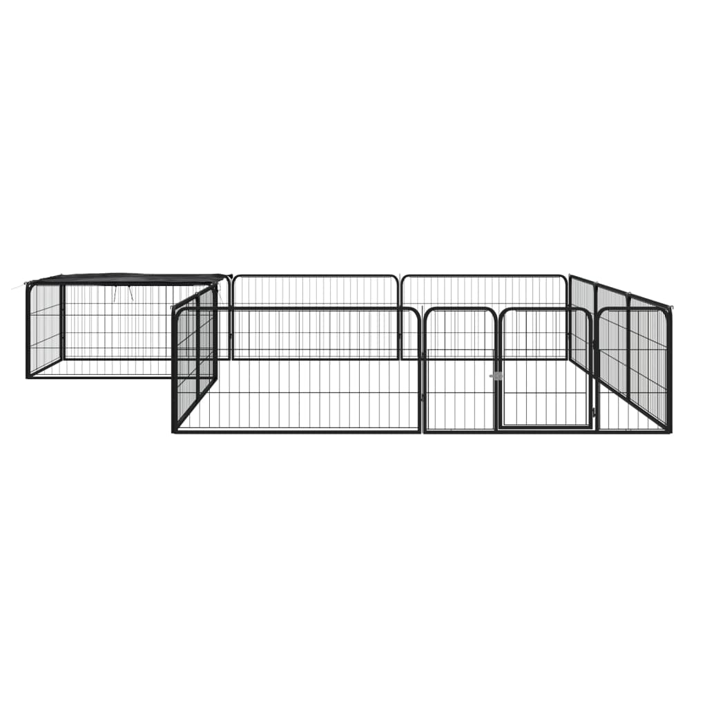 Box Cani 12 Pannelli Nero 100x50 cm Acciaio Verniciato Polvere | homemem39