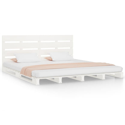 Giroletto senza Materasso Bianco 200x200 cm Legno Massello Pino | homemem39