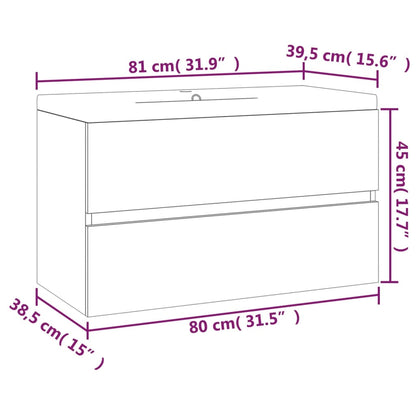 Mobile Bagno con Lavabo Integrato Rovere Fumo Legno Multistrato