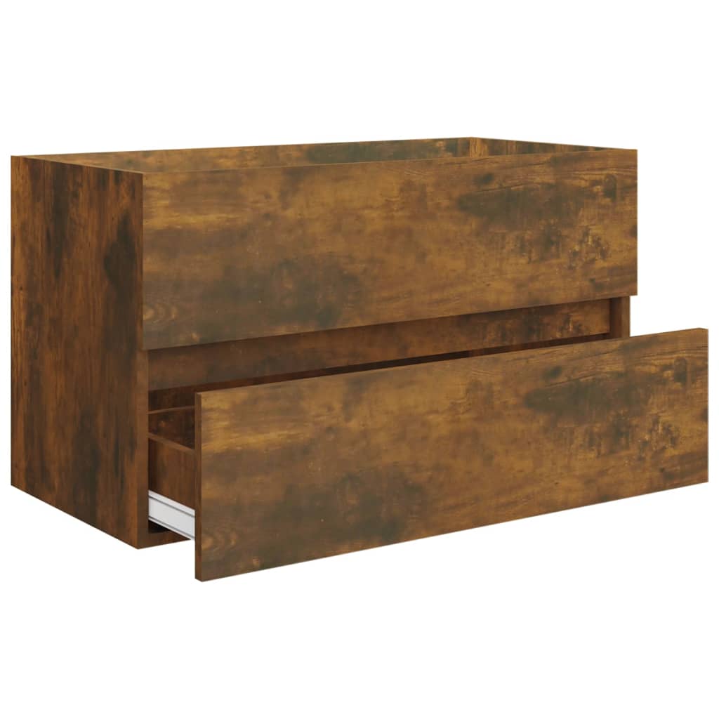 Mobile Bagno con Lavabo Integrato Rovere Fumo Legno Multistrato | homemem39