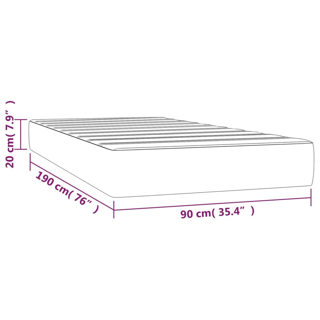 Cappuccino Spring Mattress 90x190x20 cm in imitation leather