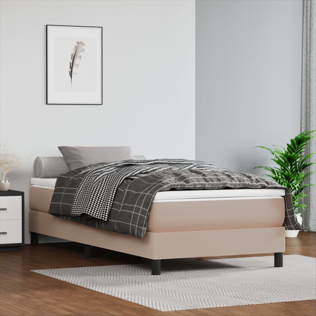 Cappuccino Spring Mattress 90x190x20 cm in imitation leather